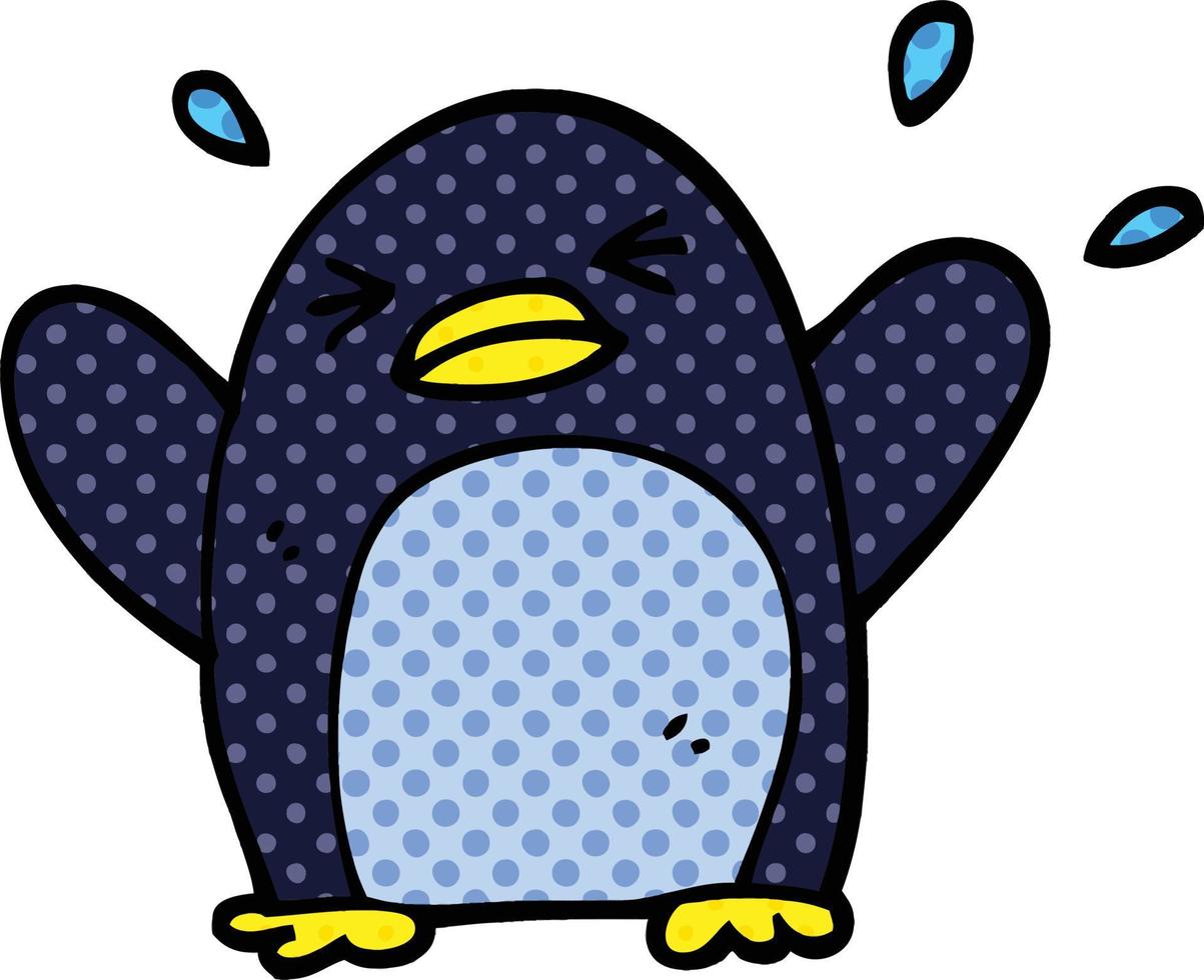 komisk bok stil tecknad serie fladdrande pingvin vektor