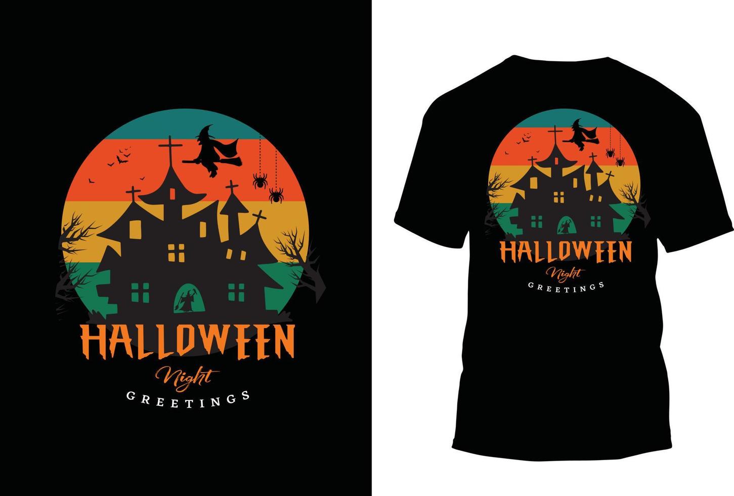 Halloween-Retro-Vintage-T-Shirt-Design vektor