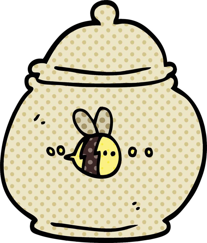 komisk bok stil tecknad serie honung pott vektor