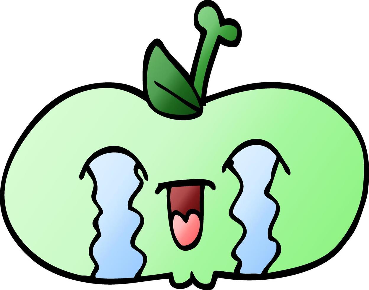 vektor lutning illustration tecknad serie av en ledsen äpple