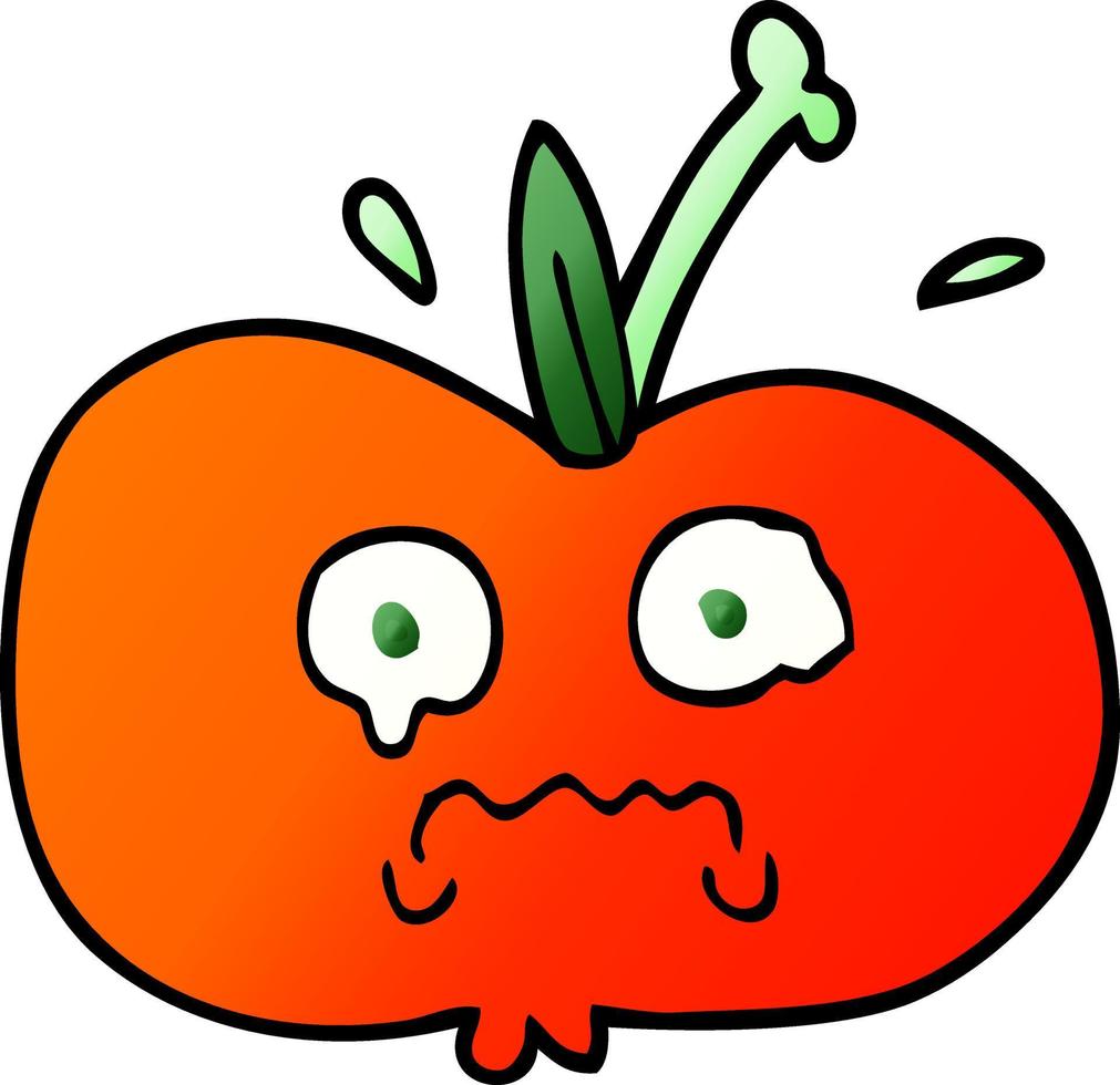 Vektor-Gradient-Illustration Cartoon eines traurigen Apfels vektor