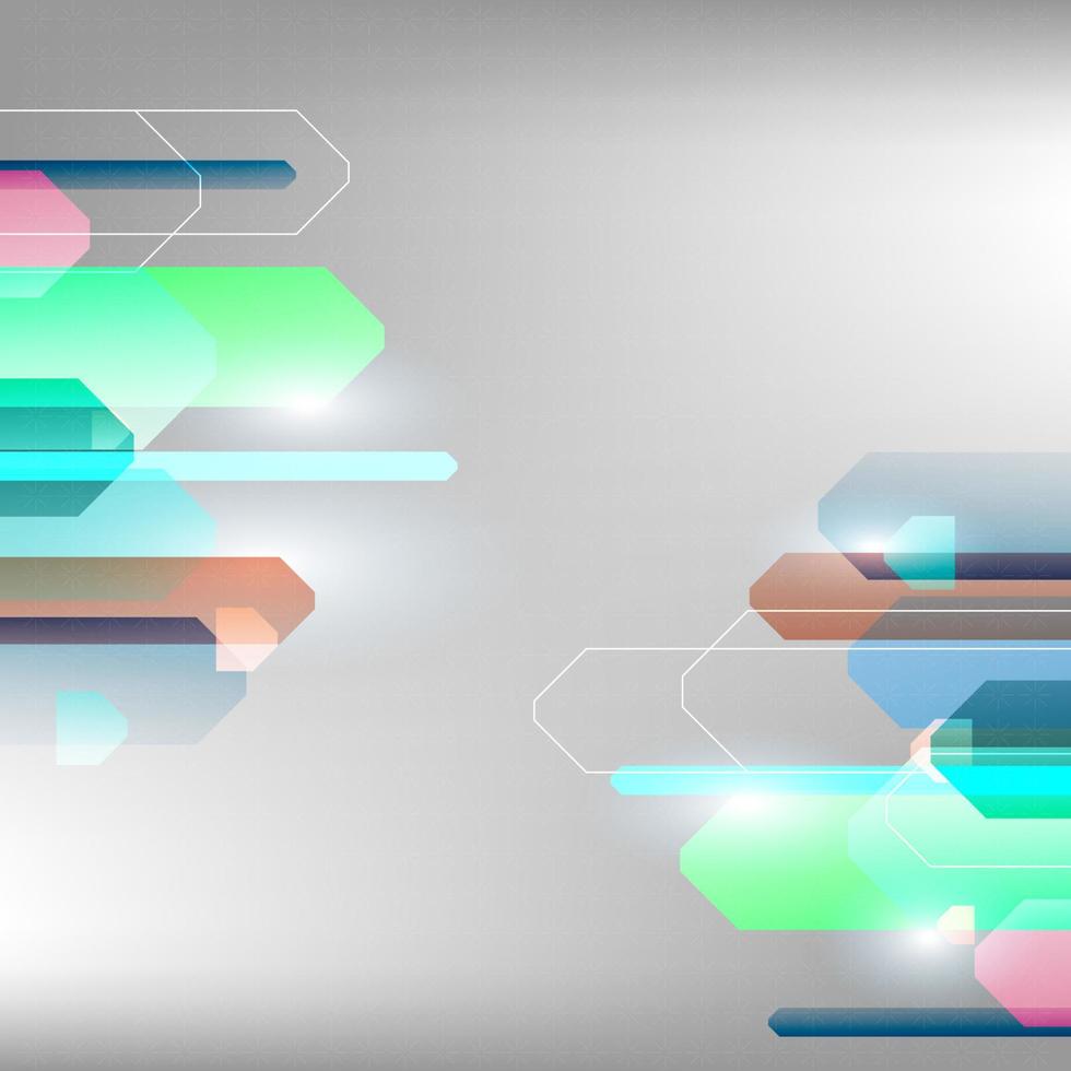 Vektor-Illustration Abstrakte geometrische Quadrate mehrfarbige Technologielinie, die sich auf grauem Hintergrund überschneidet. vektor