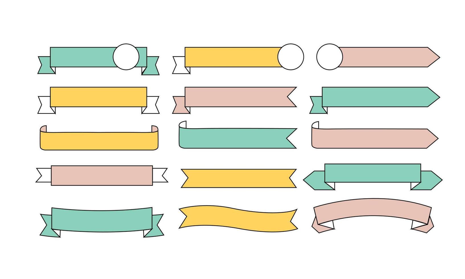 kostenlose Pastell Ribbon Set flaches Design Label-Symbol vektor