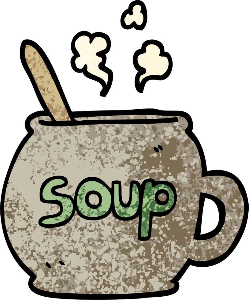 Grunge strukturierte Abbildung Cartoon-Tasse Suppe vektor