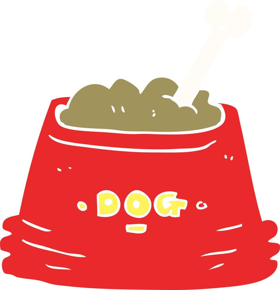 platt Färg illustration av hund mat skål vektor