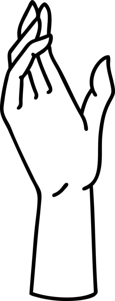 Tätowierung im schwarzen Linienstil einer Hand vektor