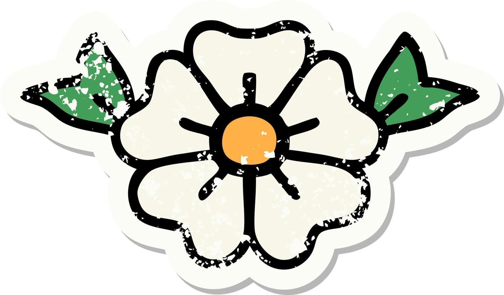 Distressed Sticker Tattoo im traditionellen Stil einer Blume vektor