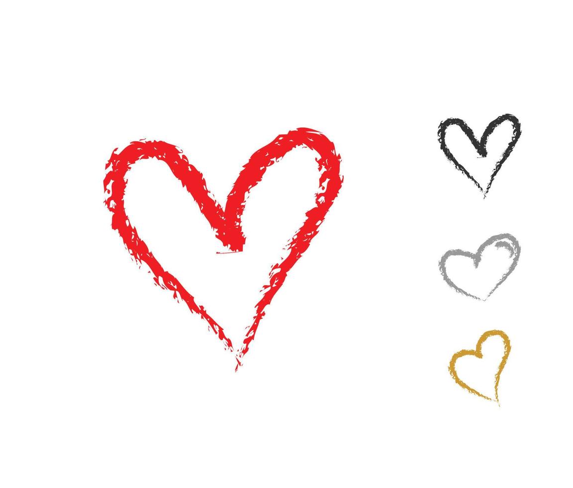 hjärta illustration linje konst för mall med svart och röd Färg. vektor
