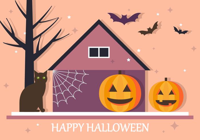 Glad Halloween House Vector Bakgrund