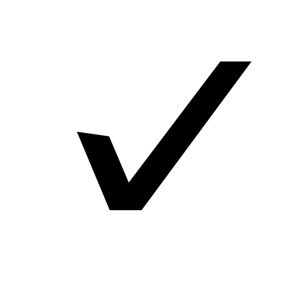 Häkchen setzen oder Icon-Taste bestätigen. Häkchen-Symbol, Vektor auf weißem Hintergrund