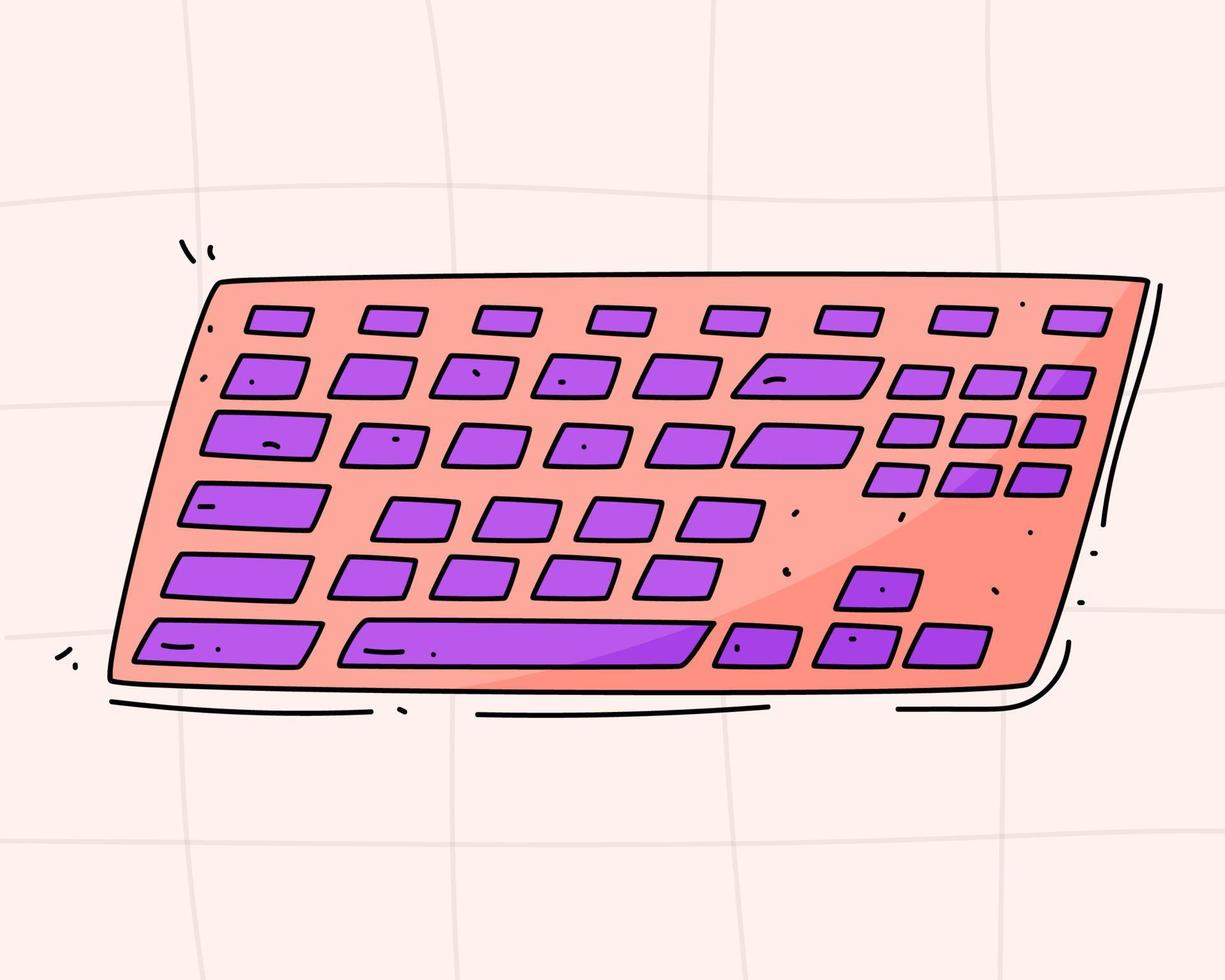 hand dragen illustration av en dator tangentbord i de stil av 90 s 80 s på en rutig bakgrund vektor