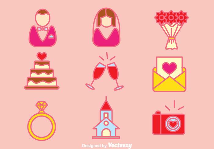 Hochzeitsplaner Element Icons Vektor