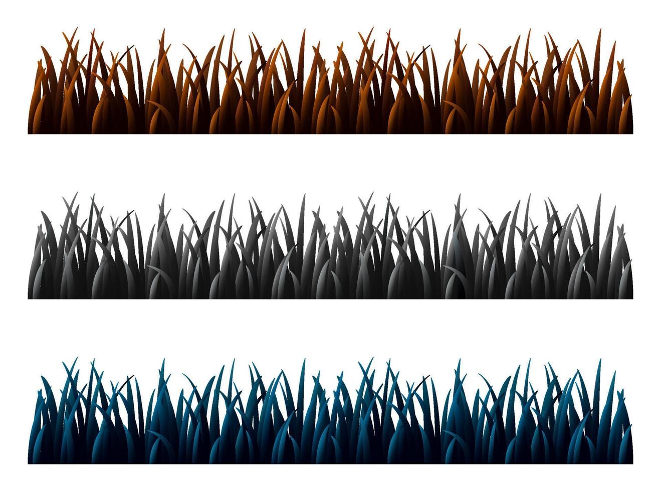 uppsättning av tre gräs isolerat på vit bakgrund vektor