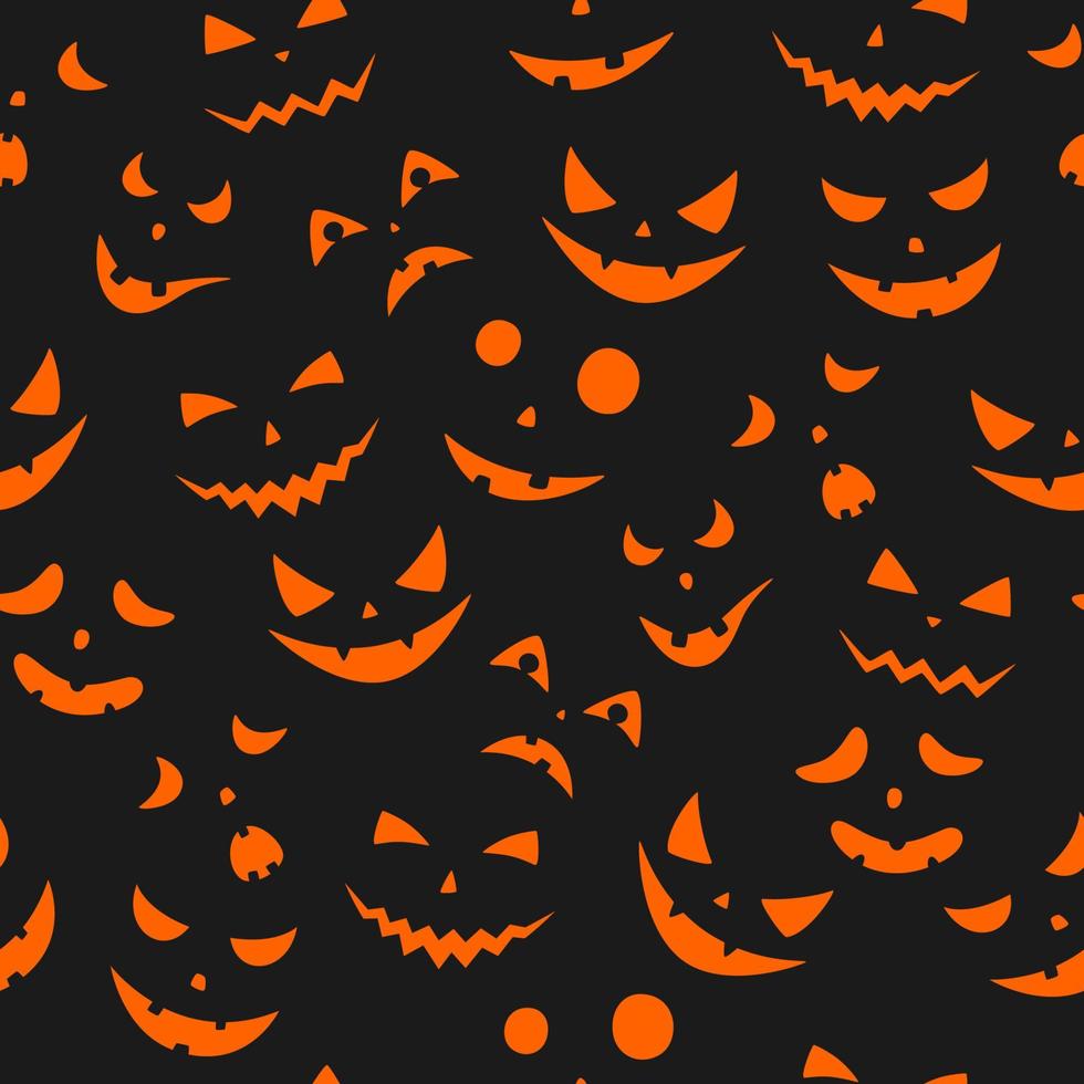 Reihe von gruseligen Gesichtern Halloween-Kürbisse vektor