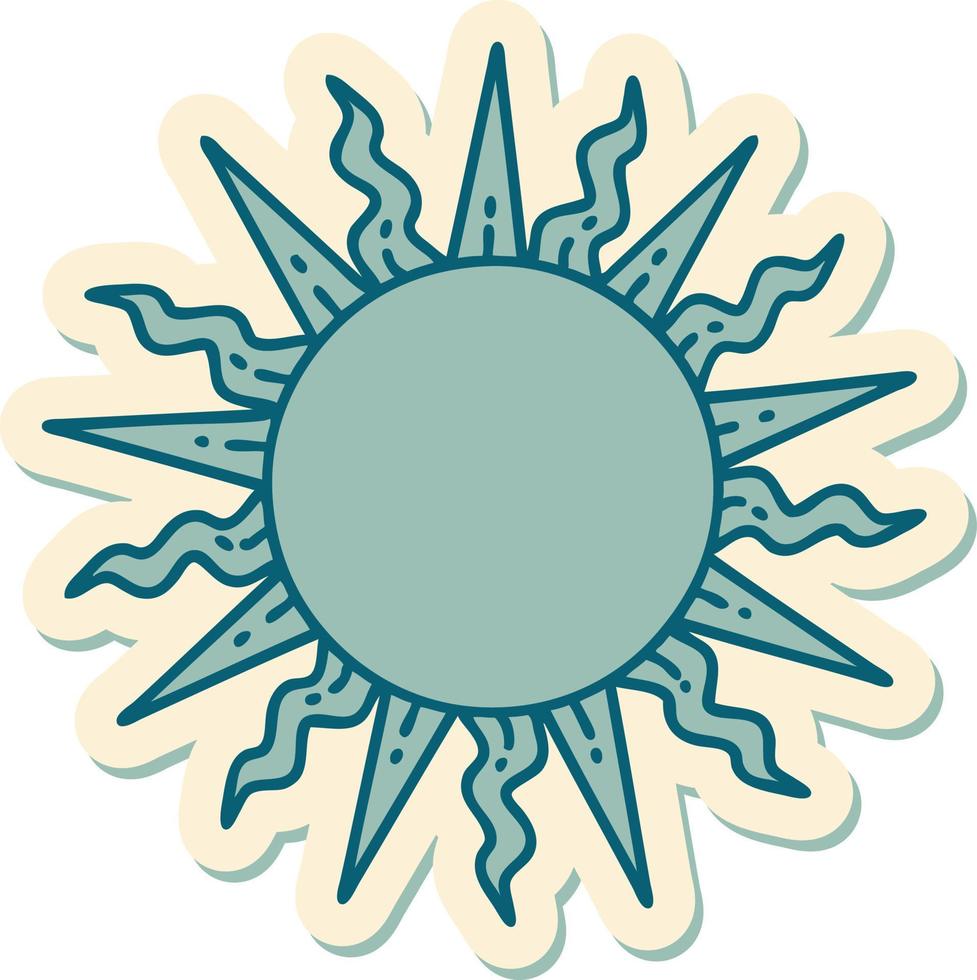 klistermärke av tatuering i traditionell stil av en Sol vektor
