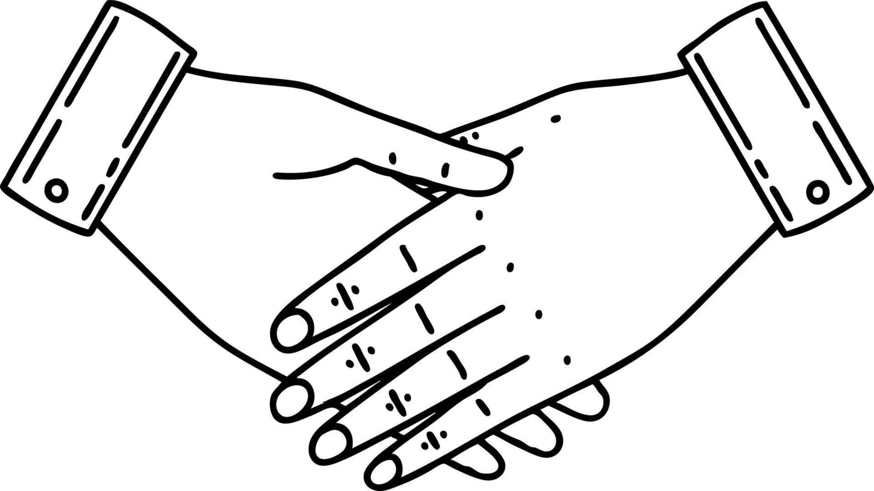 Tätowierung im schwarzen Linienstil eines Paares Hände vektor