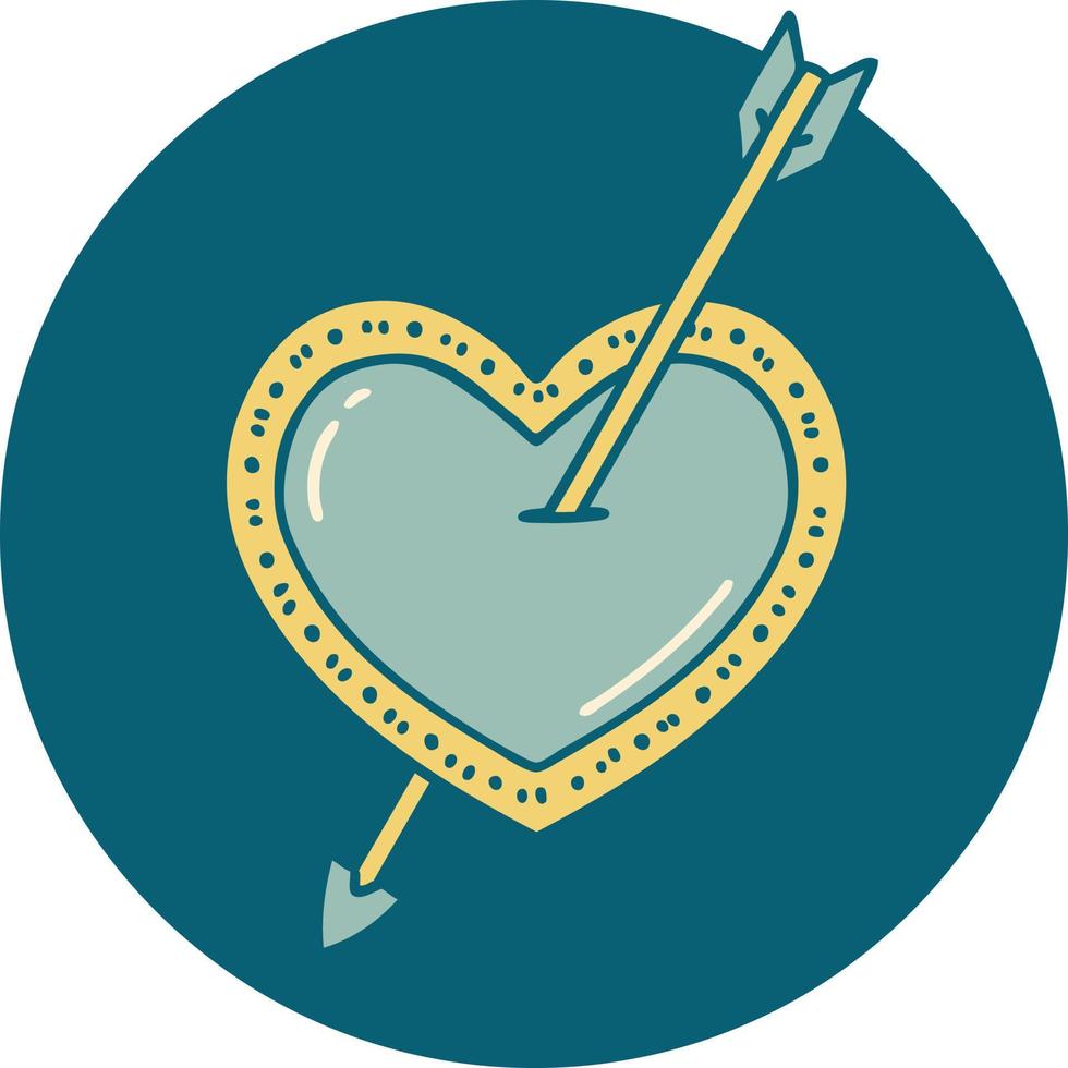 ikoniska tatuering stil bild av ett pil och hjärta vektor