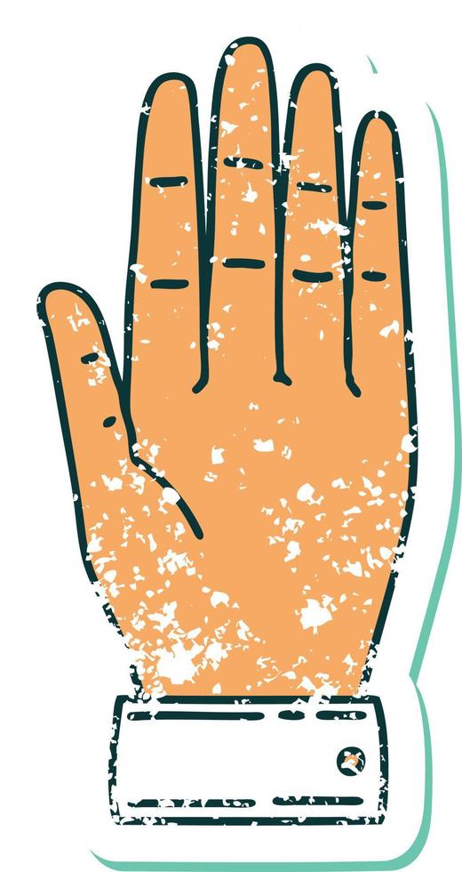 ikonisches beunruhigtes Aufkleber-Tätowierungsartbild einer Hand vektor