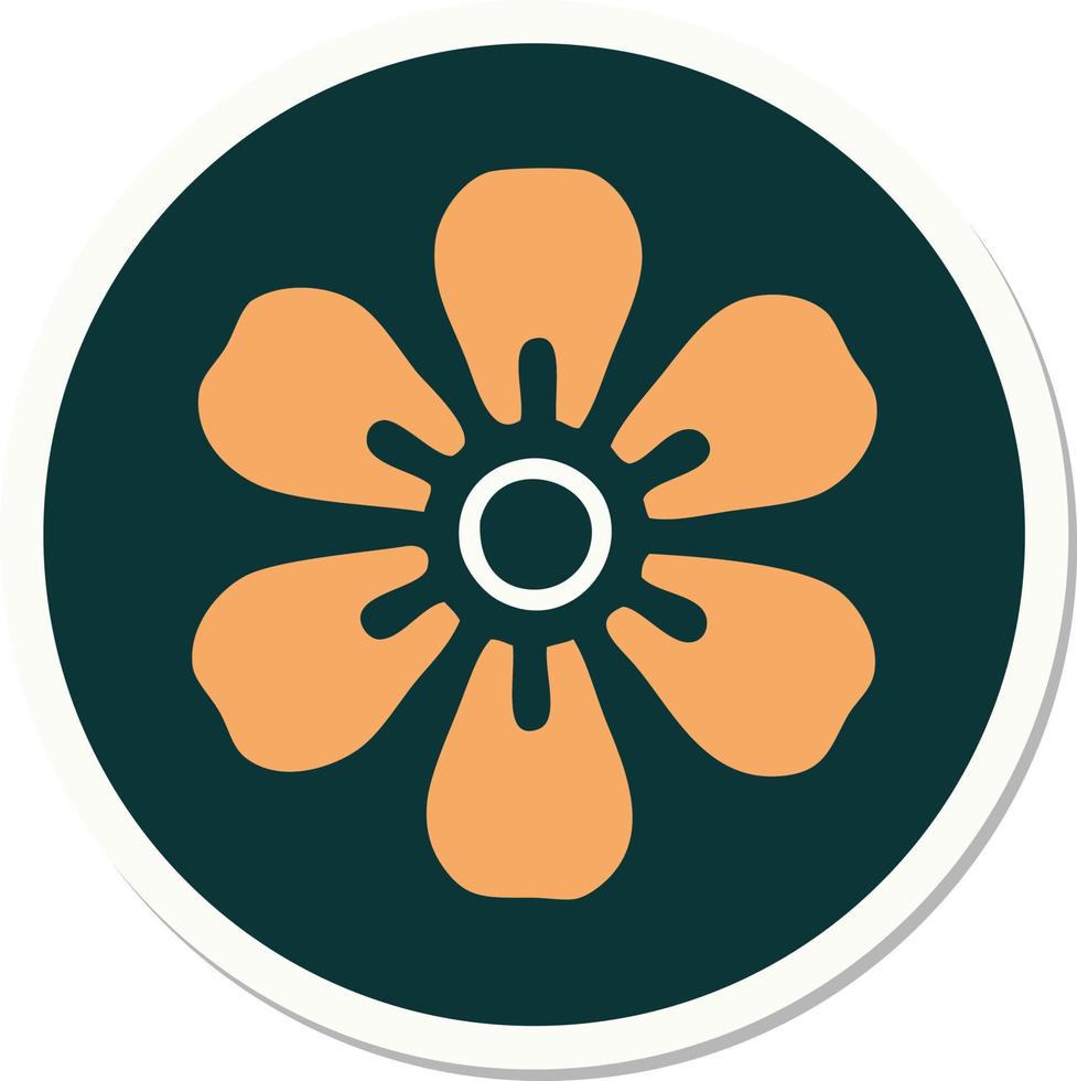 klistermärke av tatuering i traditionell stil av en blomma vektor
