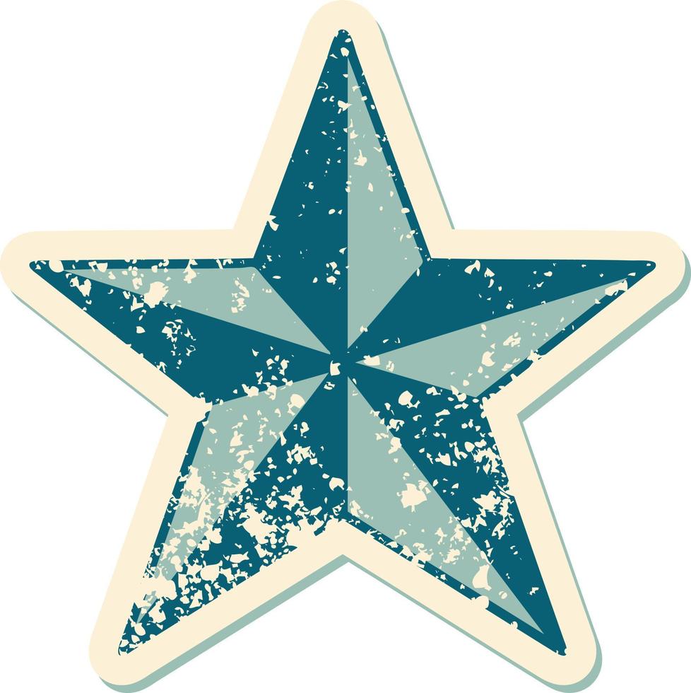 ikonisches beunruhigtes Aufkleber-Tattoo-Stilbild eines Sterns vektor