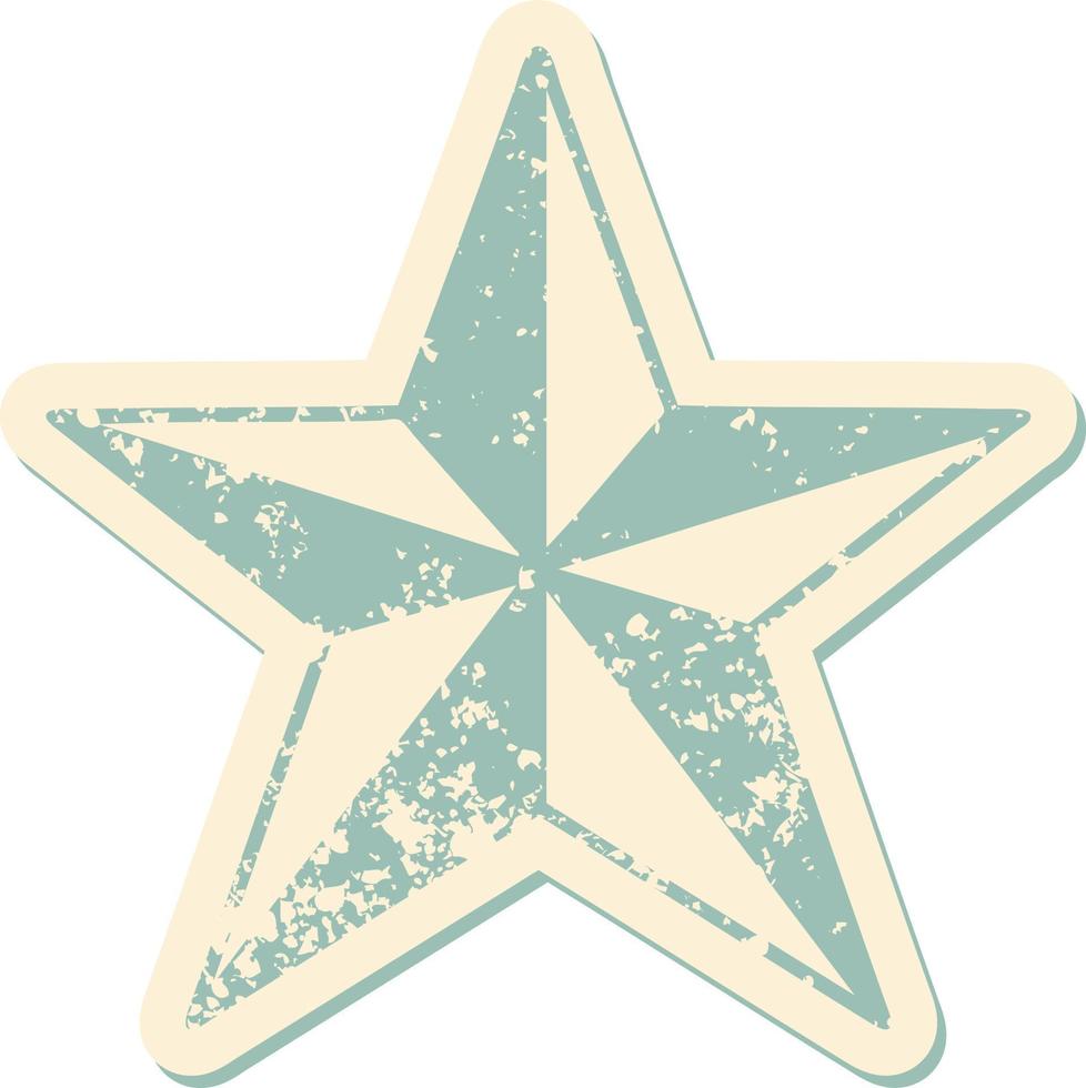 ikonisches beunruhigtes Aufkleber-Tattoo-Stilbild eines Sterns vektor