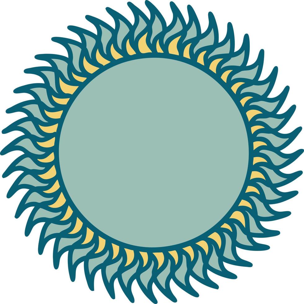 ikonisches Bild einer Sonne im Tattoo-Stil vektor
