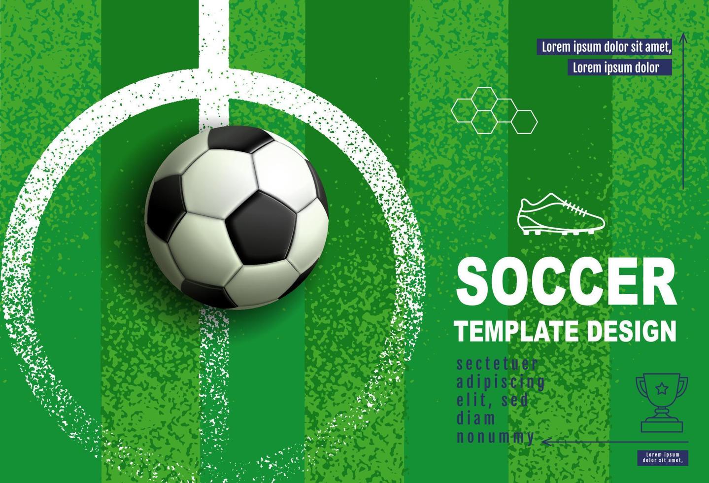 Fußball-Template-Design, Fußball-Banner, Sport-Layout-Design, grünes Thema, Vektor