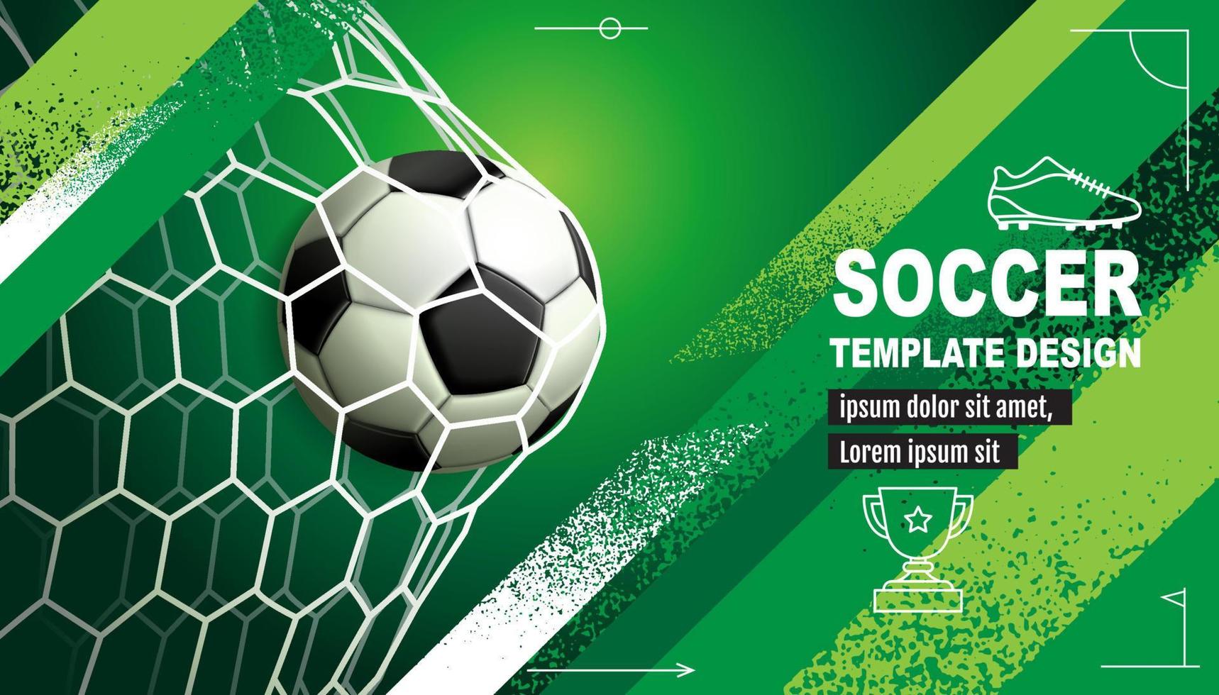Fußball-Template-Design, Fußball-Banner, Sport-Layout-Design, grünes Thema, Vektorillustration vektor