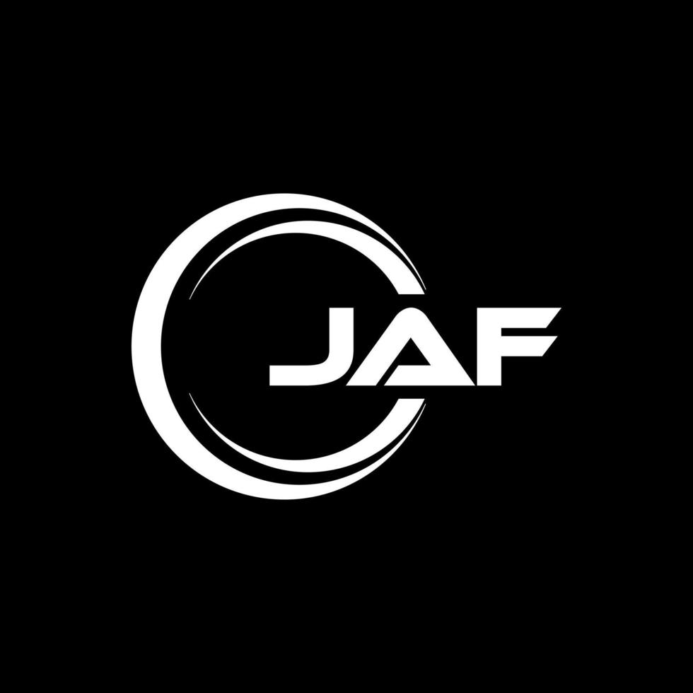 Jaf-Brief-Logo-Design mit schwarzem Hintergrund in Illustrator. Vektorlogo, Kalligrafie-Designs für Logo, Poster, Einladung usw. vektor