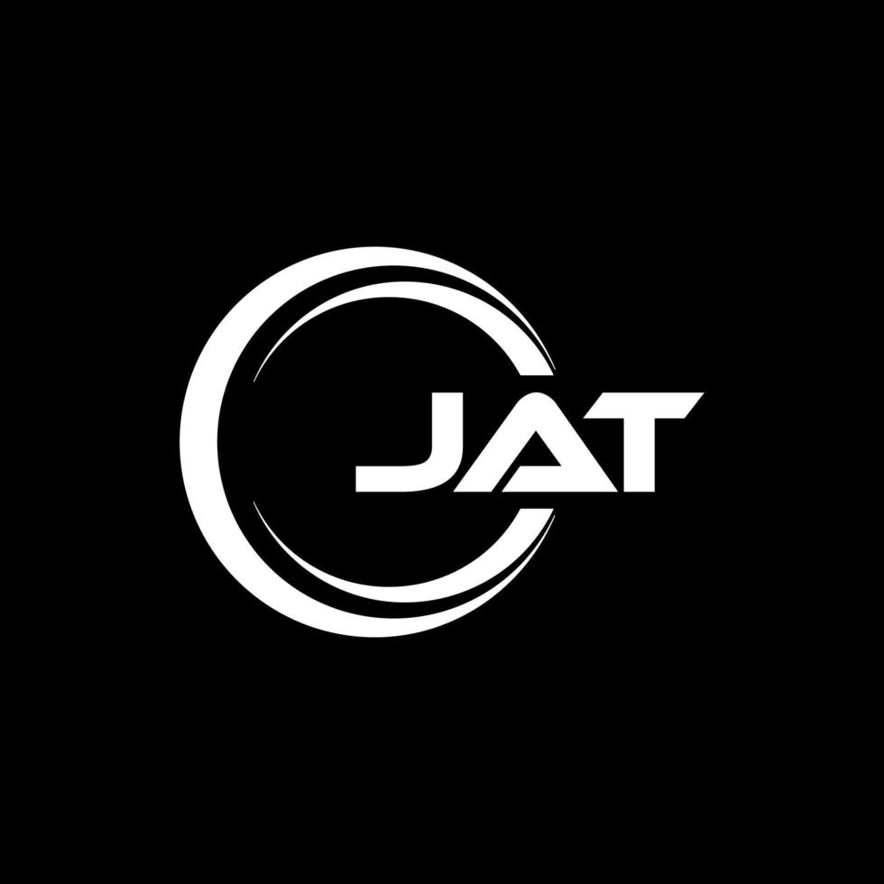 Jat-Brief-Logo-Design mit schwarzem Hintergrund in Illustrator. Vektorlogo, Kalligrafie-Designs für Logo, Poster, Einladung usw. vektor