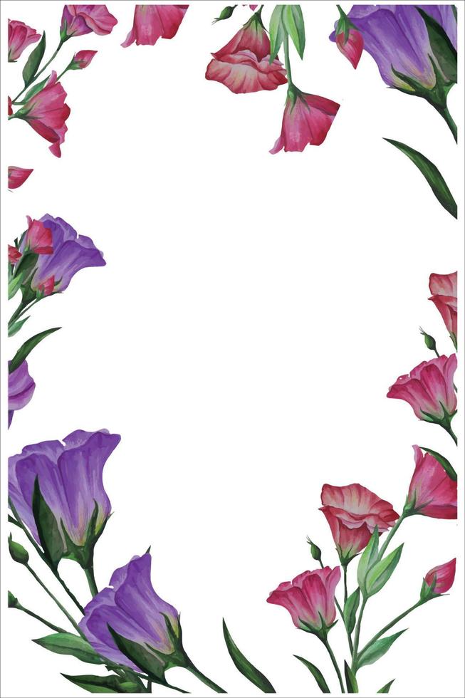 ram av lisianthus blommor, eustoma, blommig tapet för bröllop venetting vektor illustration.ai