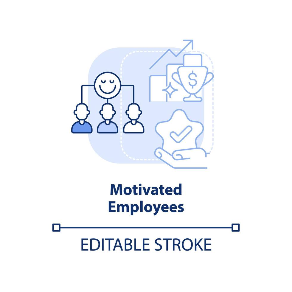 motiverad anställda ljus blå begrepp ikon. kooperativ samhälle fördel abstrakt aning tunn linje illustration. engagemang. isolerat översikt teckning. redigerbar stroke. vektor
