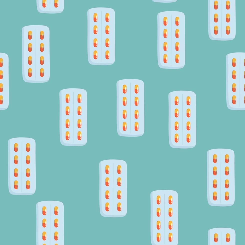 Vektor Musterdesign mit Pillen Tabletten im Linienstil.