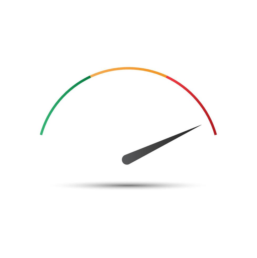 enkel vektor takometer med indikator i röd del, hastighetsmätare ikon, prestanda mått symbol