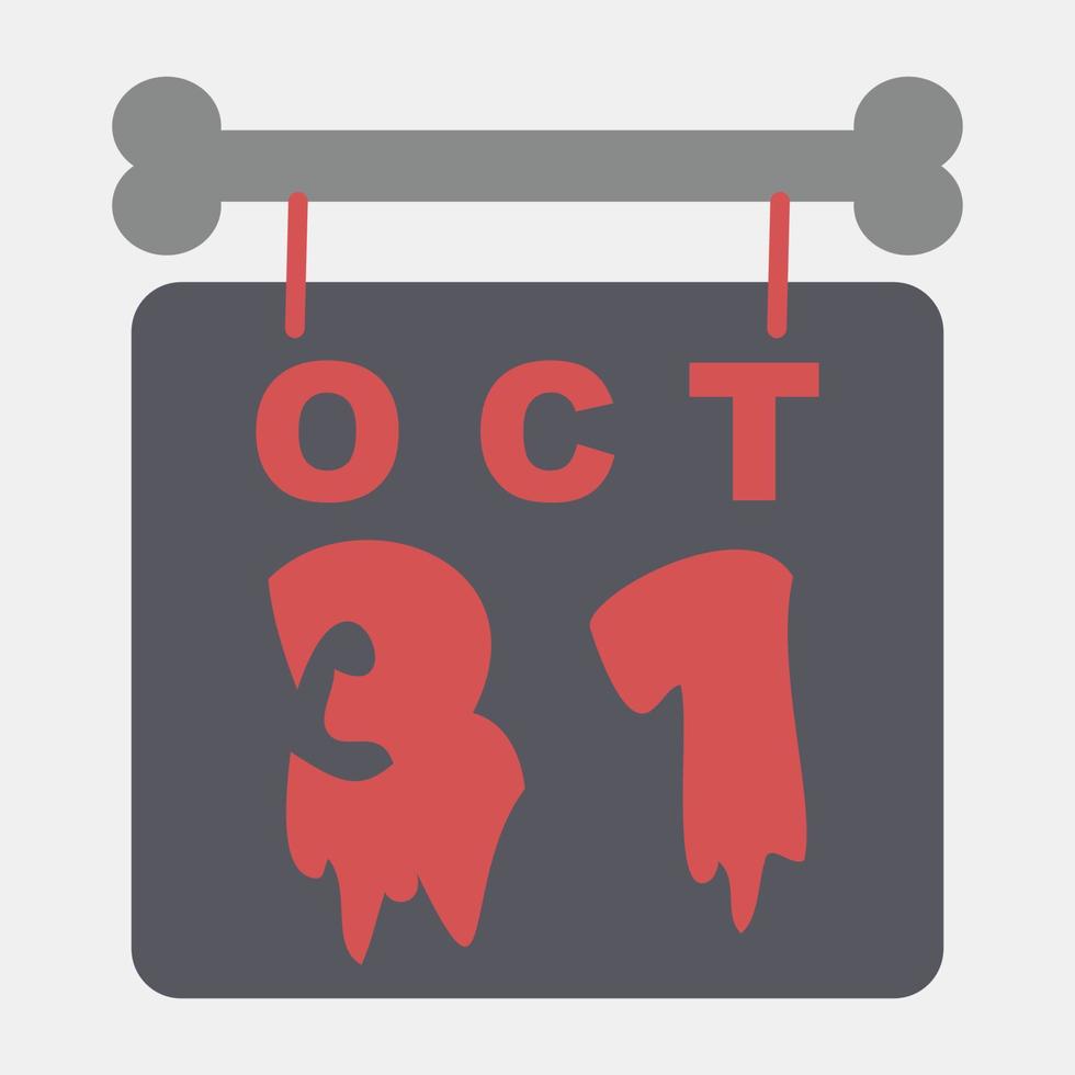 Symbol Halloween-Kalender. Symbol im flachen Stil. geeignet für Drucke, Poster, Flyer, Partydekoration, Grußkarten usw. vektor