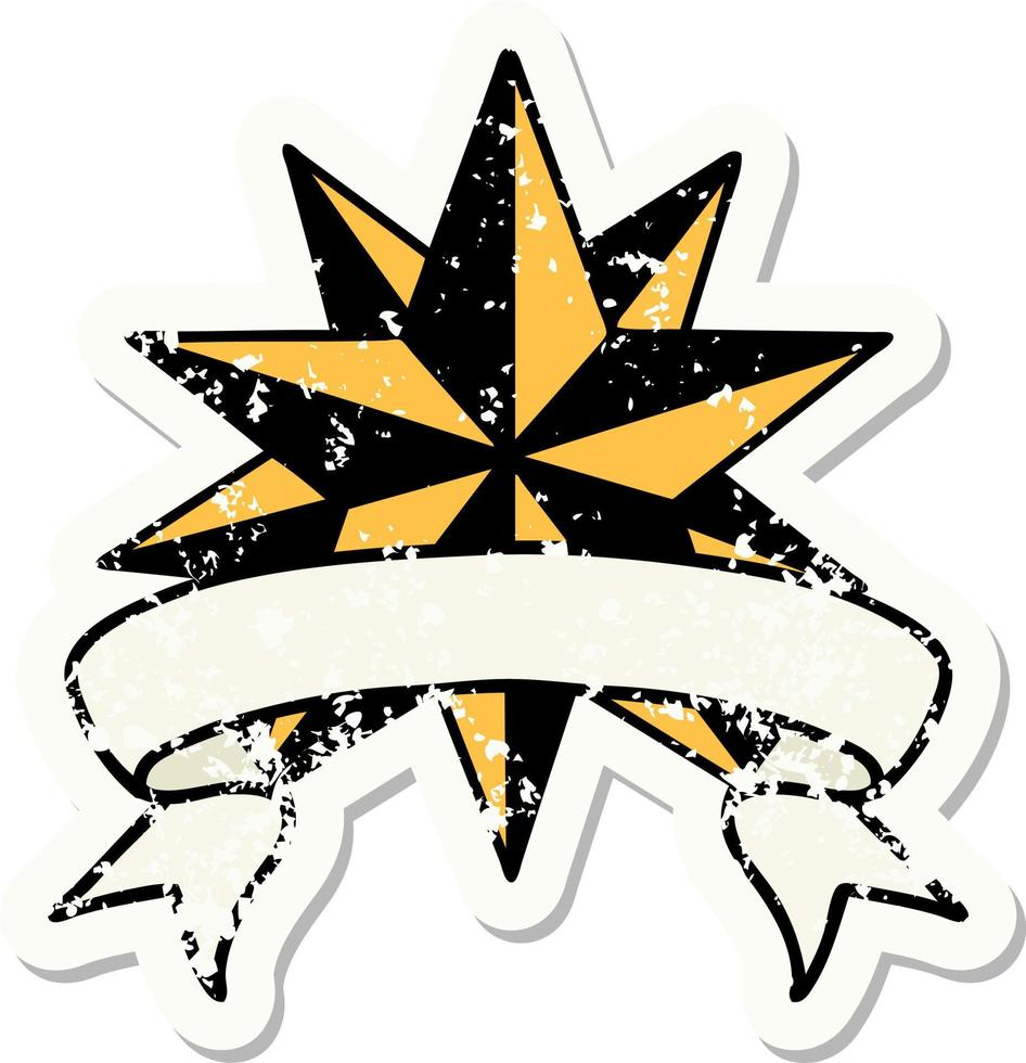 Grunge-Aufkleber mit Banner eines Sterns vektor