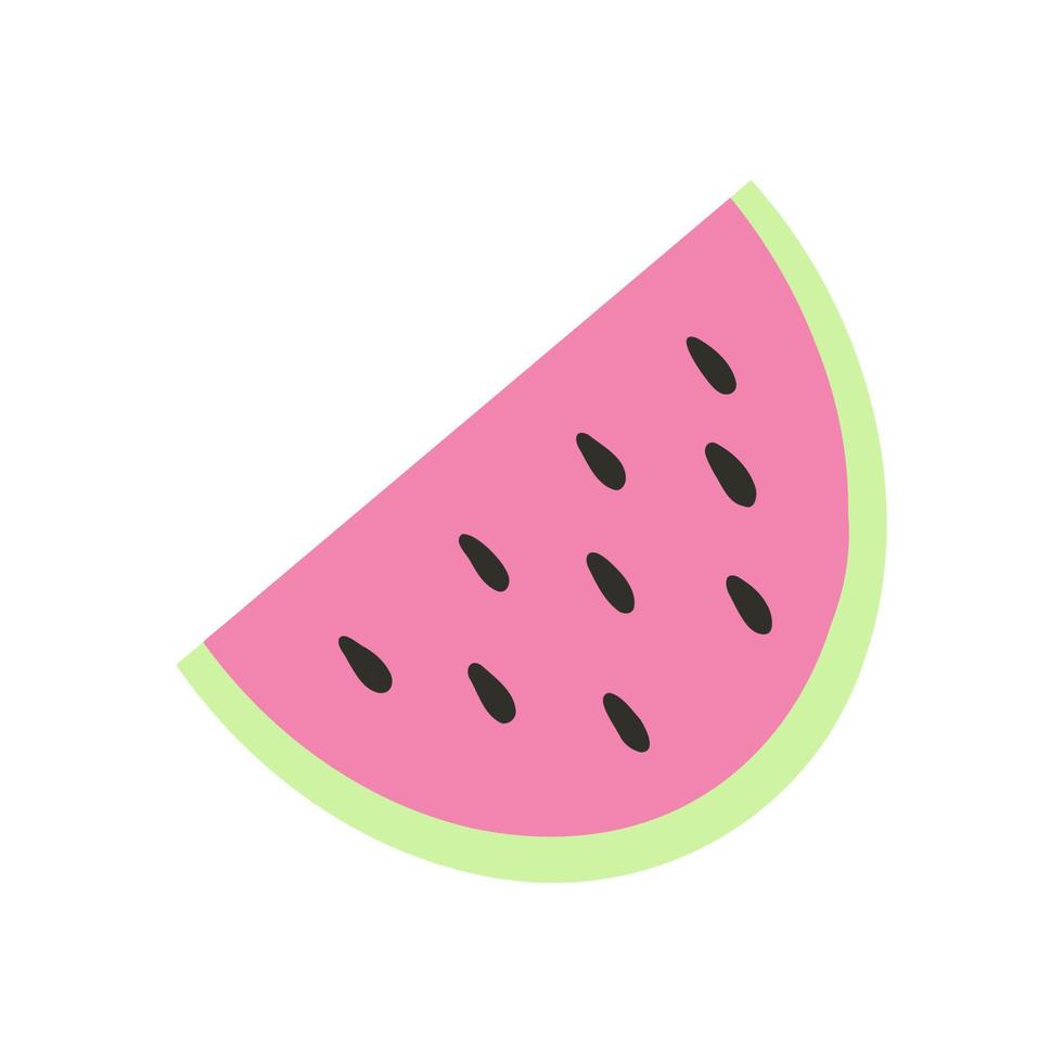 wassermelone im flachen karikaturstil. vektorillustration von frischen sommerfrüchten, geschnittener wassermelone, pop-girly-aufkleber vektor