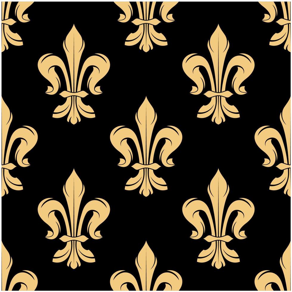 vintage goldene fleur-de-lis nahtloses muster vektor