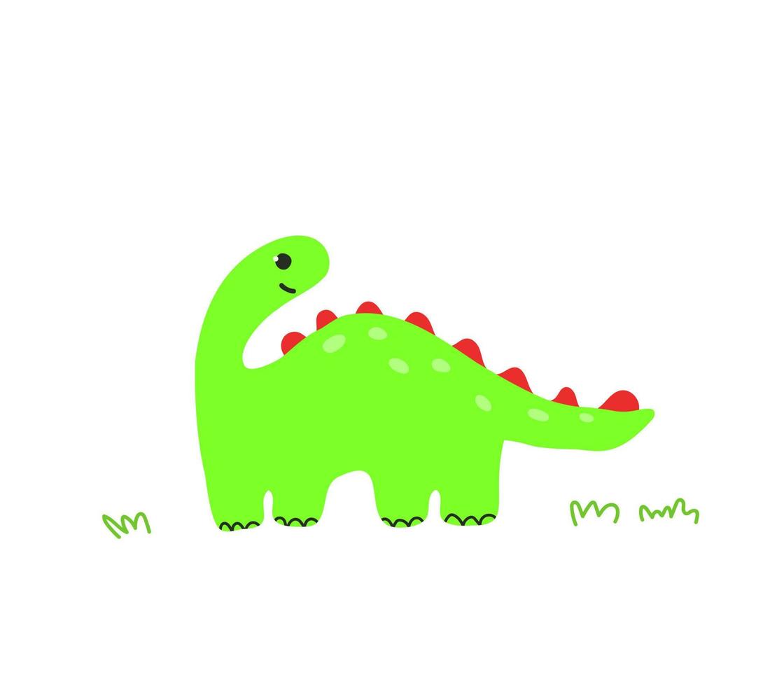 grüner Cartoon-Dinosaurier. kinderillustration für ein plakat, eine postkarte, einen druck auf kleidung. vektor