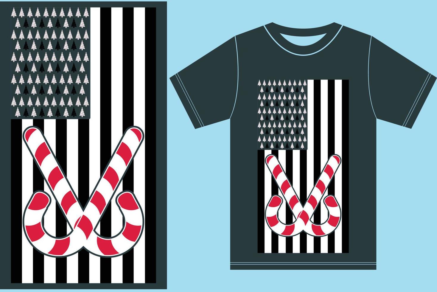 jul t-shirt design. USA flagga jul t-shirt. amerikan flagga jul skjorta. glad jul vektor