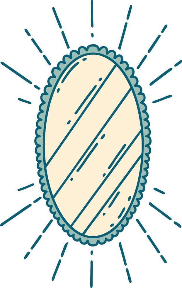 illustration av en traditionell tatuering stil lysande spegel vektor
