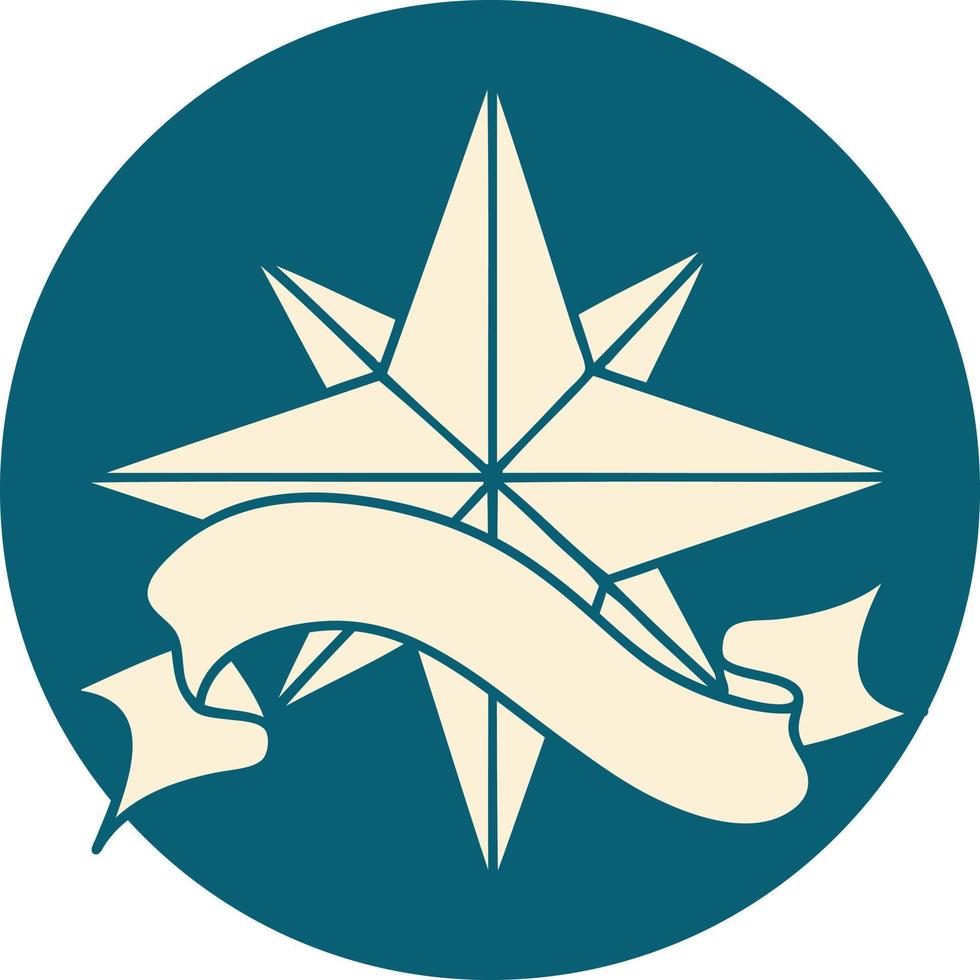 tatuering stil ikon med baner av en stjärna vektor
