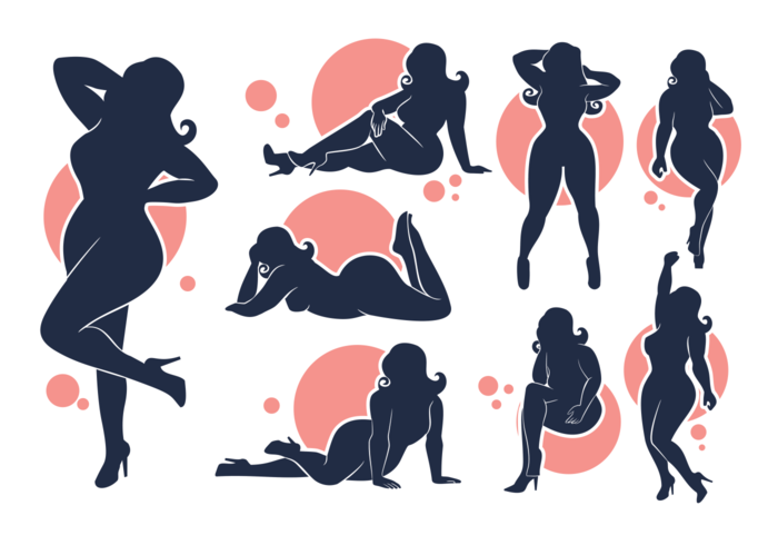 Vector Silhouettes of Plus Size Girls