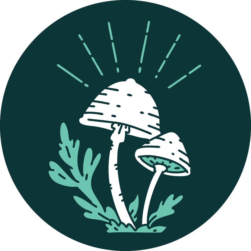 Ikone eines Tattoo-Stils Pilze vektor
