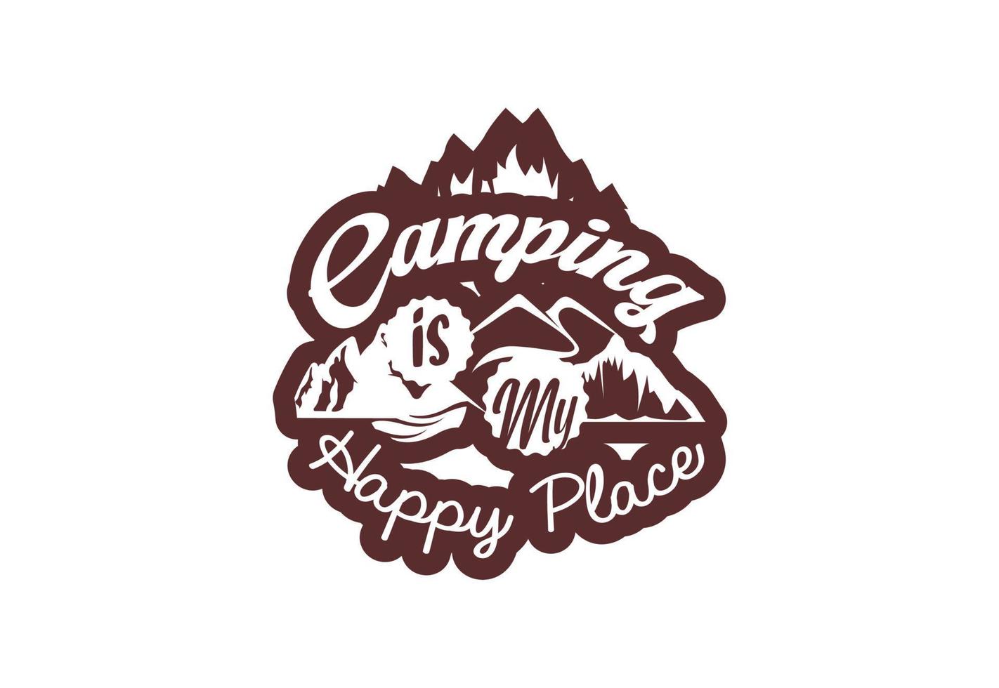 Camping ist mein glücklicher Ort, neues T-Shirt und Aufkleberdesign vektor