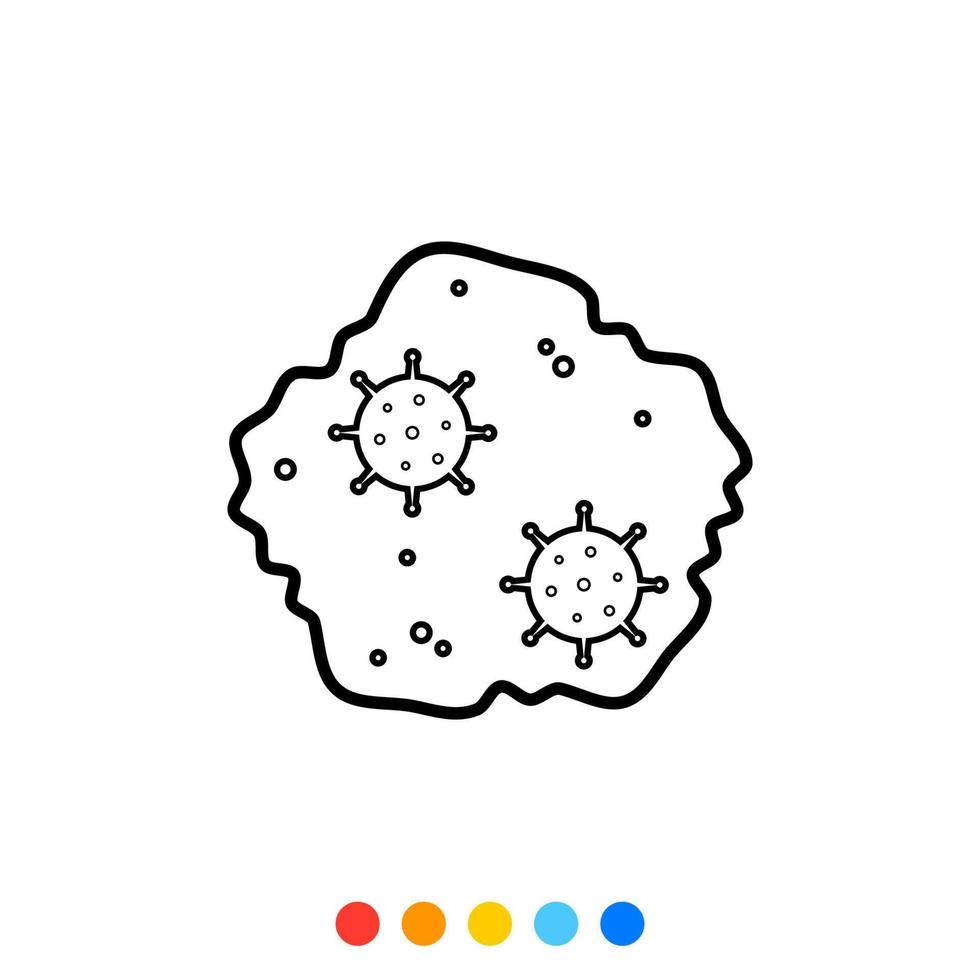 Flüssigkeit aus dem Sputum, die das flache Designelement, das Symbol, den Vektor und die Illustration des Krankheitserregers enthält.