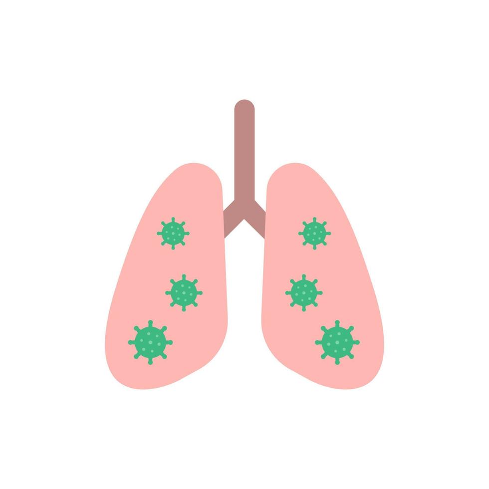 lungen infiziert mit virusflachem designelement, symbol, vektor und illustration.