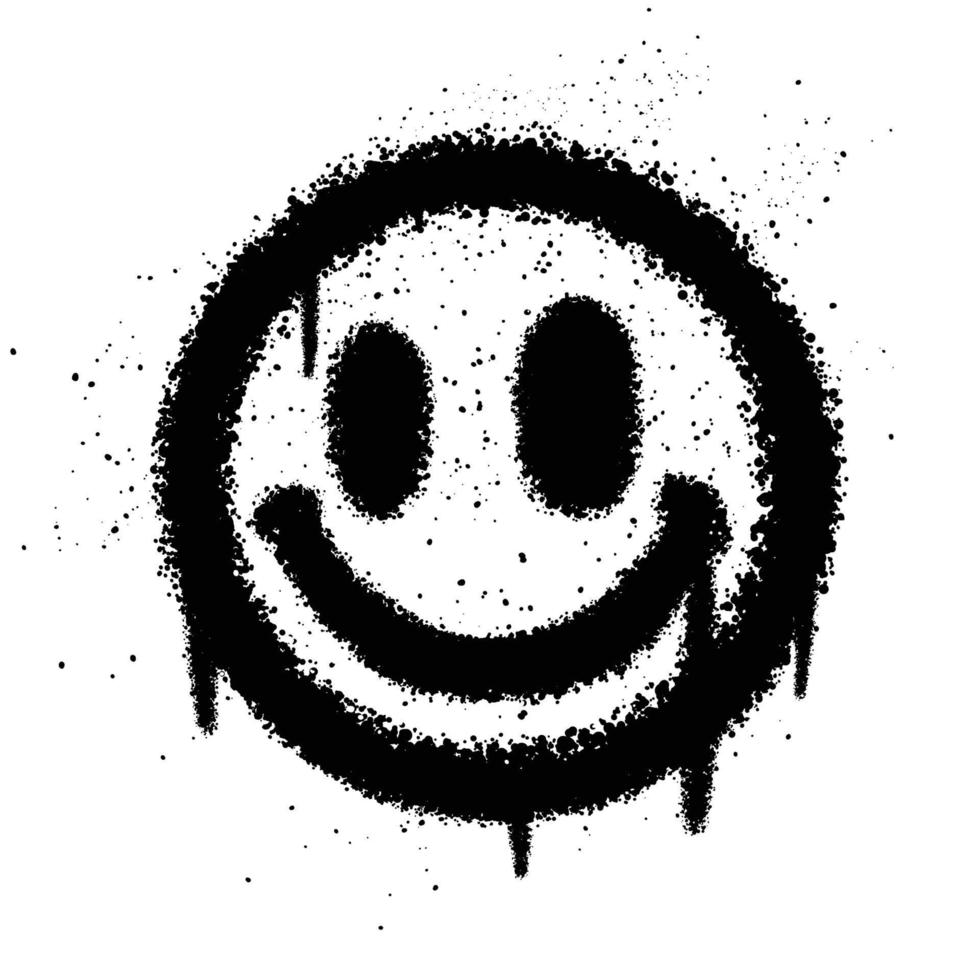 Graffiti-Sprühfarbe Smiley Emoticon isolierte Vektorillustration vektor