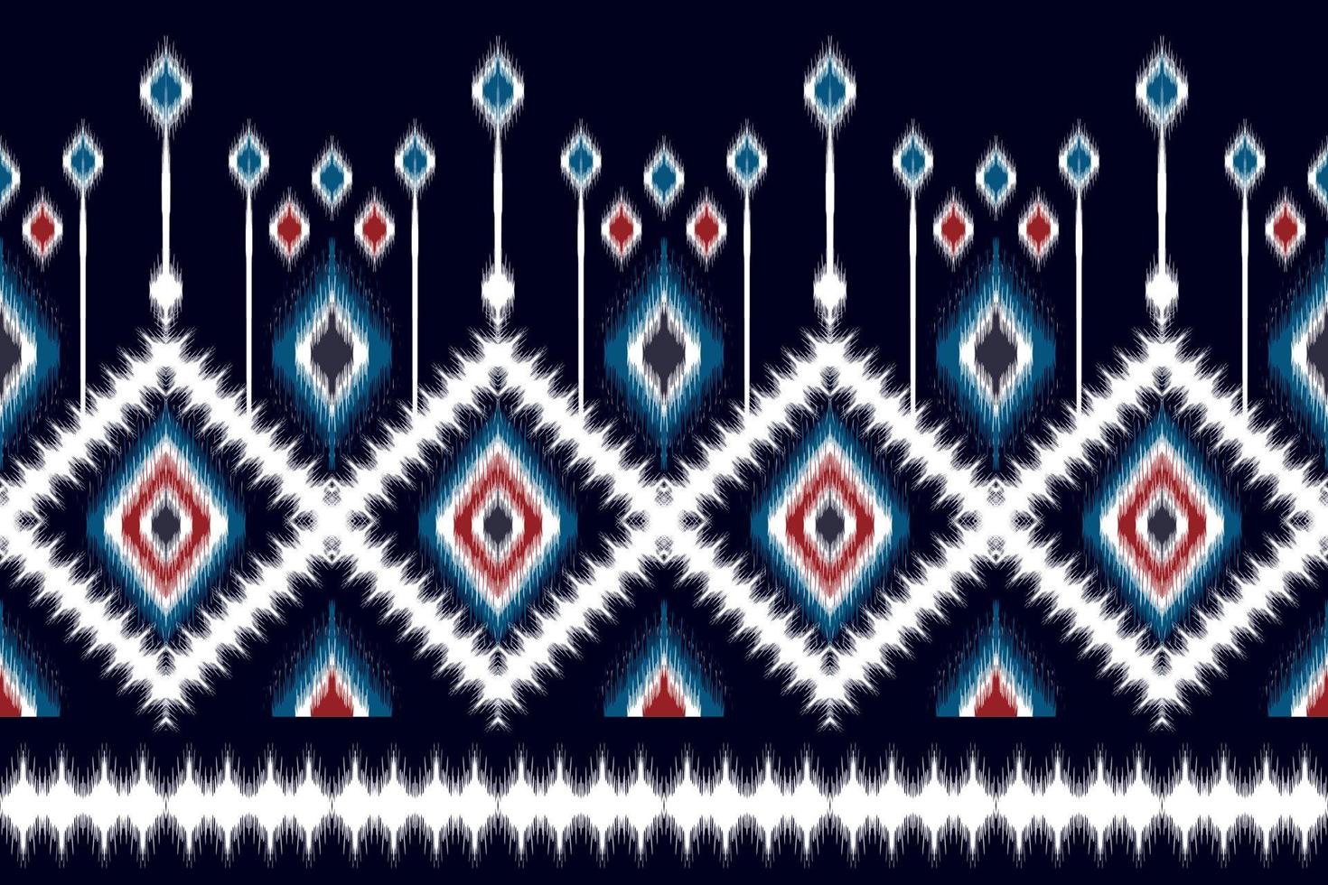 ikat ethnisches nahtloses muster-hauptdekorationsdesign. aztekischer stoffteppich boho mandalas textil schmücken tapeten. Stammes-natives Motiv traditioneller Stickereivektor illustrierter Hintergrund vektor