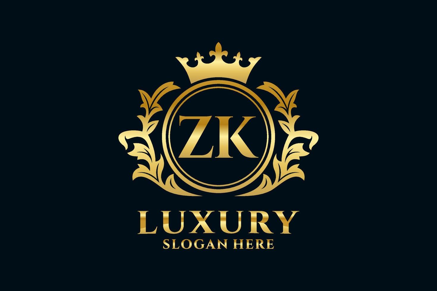 Royal Luxury Logo-Vorlage mit anfänglichem zk-Buchstaben in Vektorgrafiken für luxuriöse Branding-Projekte und andere Vektorillustrationen. vektor